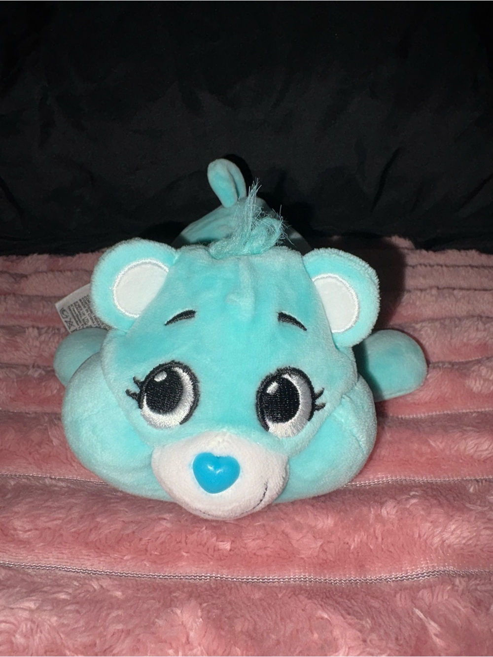 Care Bears Teal Blue Plush Bear with Heart Nose